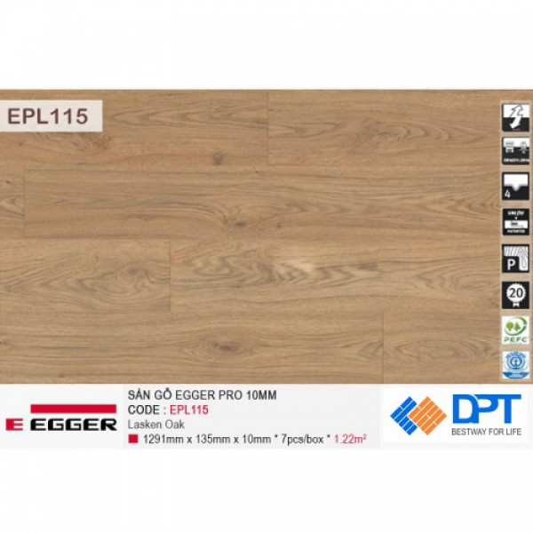 Sàn gỗ Egger Pro EPl0115 Natural STarwell Oak 10mm