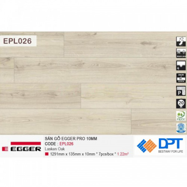 Sàn gỗ Egger Pro EPl026 Natural canton Oak 10mm