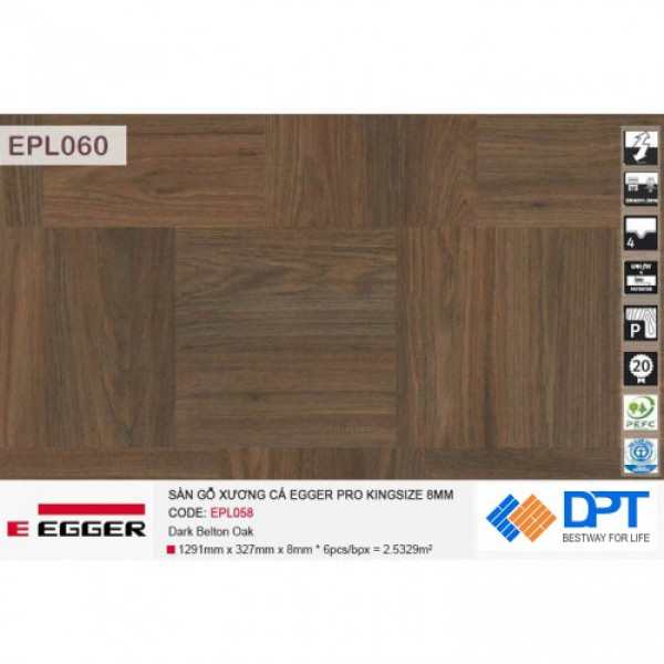 Sàn gỗ Egger Pro Large EPl060 Dark belton Oak 8mm