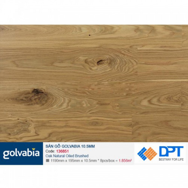 Sàn gỗ Golvabia 136851 Oak Natural oiled brushed 10.5mm P2067