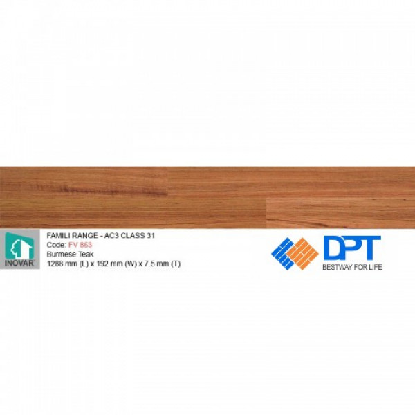 Sàn gỗ Inovar Famili Range FV 863 BurmESe Teak 7.5mm