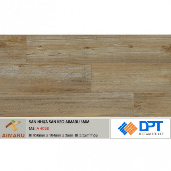 Sàn nhựa dán keo vân gỗ Aimaru A4038 3mm